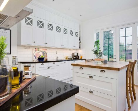 Skandináv, fehér vintage konyha